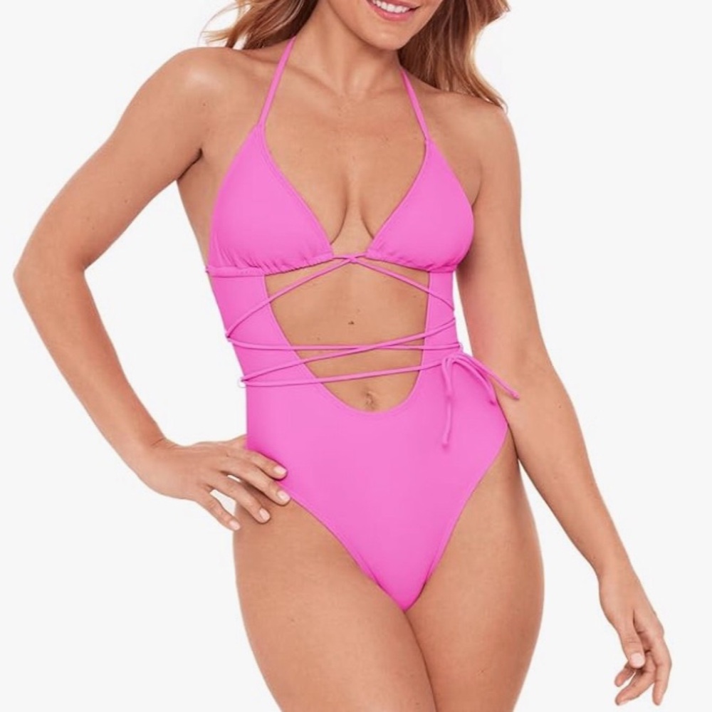 Sports Illustrated Cutout One Piece with Wrap-Tie Detail